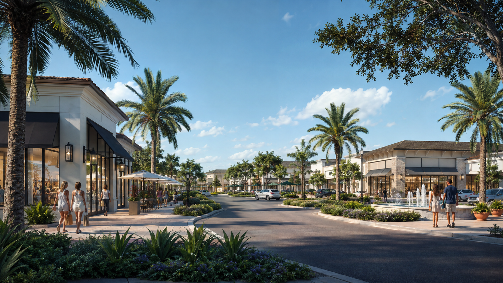 Conceptual retail and restaurant rendering